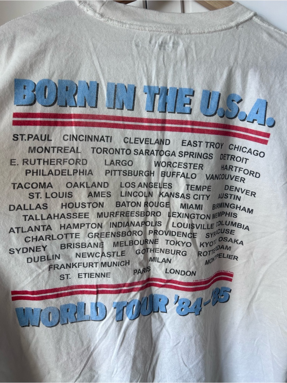 Abercrombie & Fitch White Graphic Tee with Red and Blue Bruce Springsteen Print - Picture 2 of 4